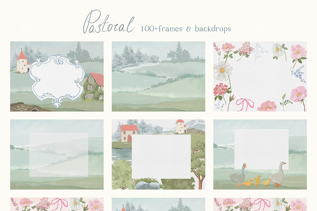 Cottagecore PNG Frames Illustrations, a Decorative Illustration by whiteheartdesign (Photo 12 of 19)