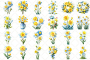 Watercolor Daffodil Clipart, an Illustration by Black Bird Studio (Thumbnail 2 of 5)