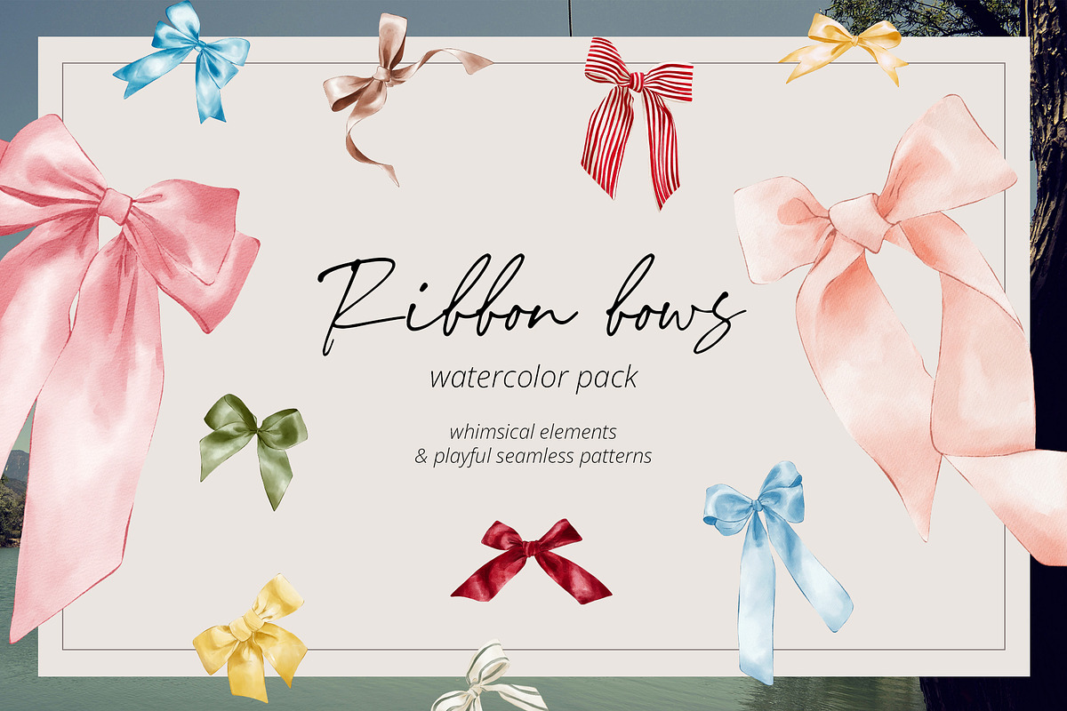 RIBBON BOWS watercolor pack, a Decorative Illustration by Yuliia Lashevska (Photo 1 of 8)