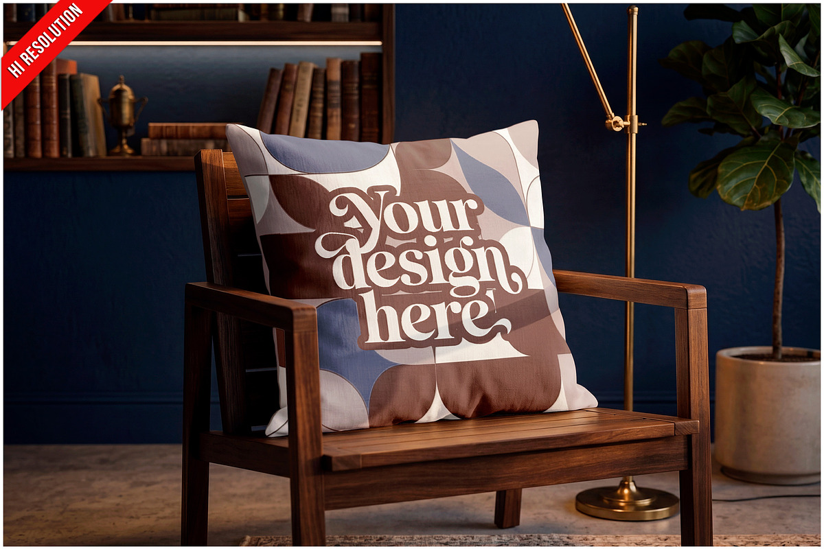 Pillow Library Chair Mockup PSD, a Household Mockup by Bruno's Shop (Photo 1 of 3)