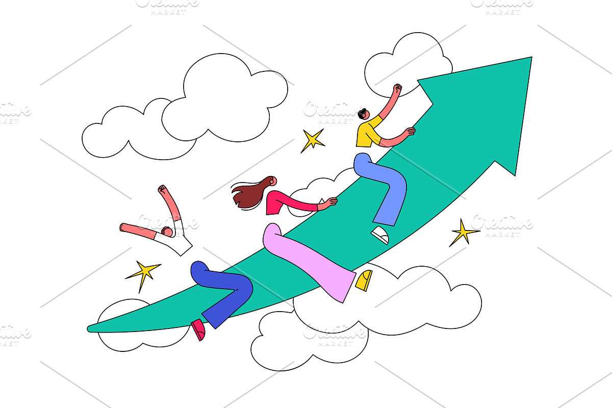 People on the arrow are moving up, a Finance Illustration by undrey
