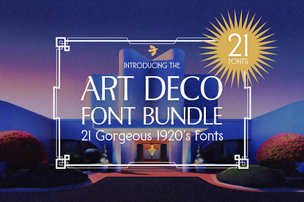 Art Deco Font Bundle (21 Fonts!), a Sans Serif Font by HipFonts
