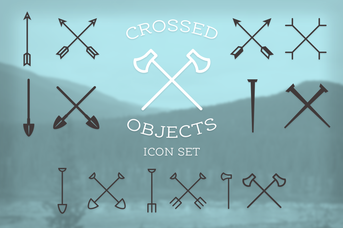 Crossed Objects Icon Pack, an Outline Icon by JD Creative (Photo 1 of 2)