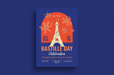 Blue Modern Bastille Day Flyer, a Flyer Template by VectorVactory