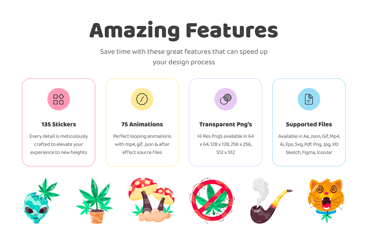 Animated Weed Stickers, a Duotone Icon by Vectors Market (Photo 2 of 7)