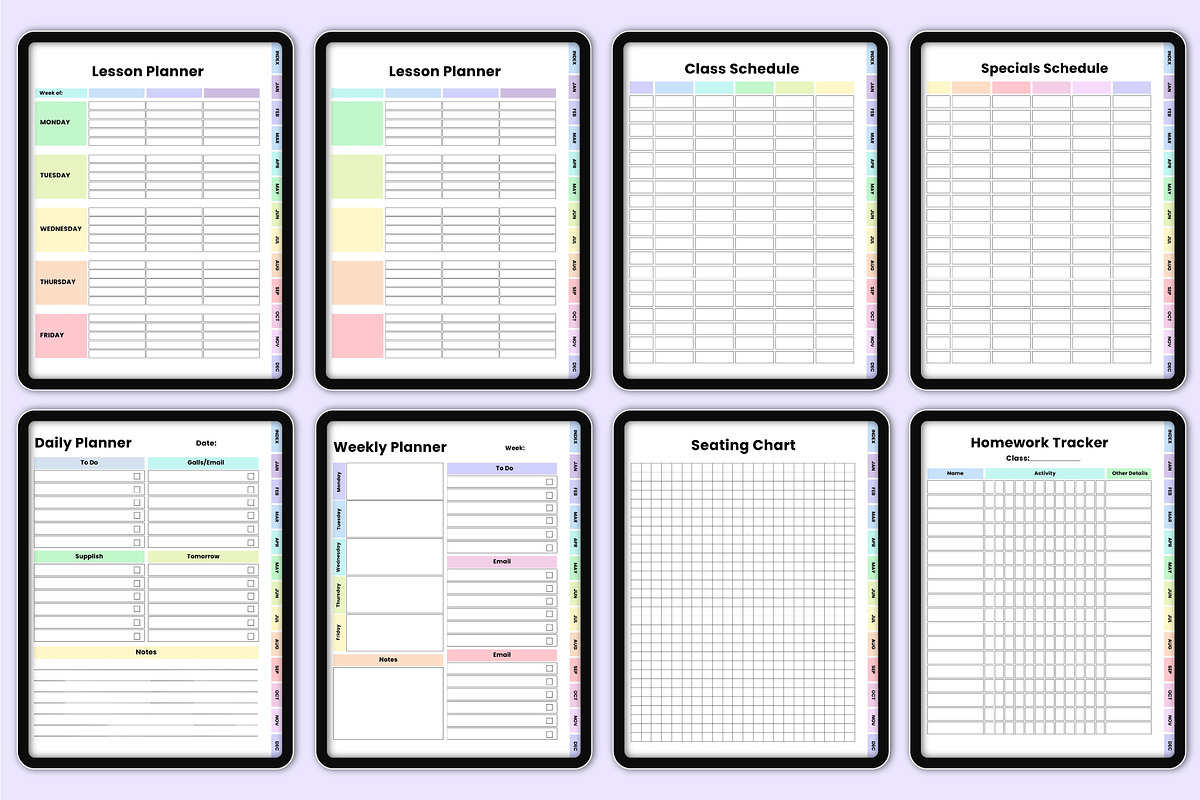 Digital 2025 Teacher Planner Rainbow, a Stationery Template by Mustafiz (Photo 7 of 8)
