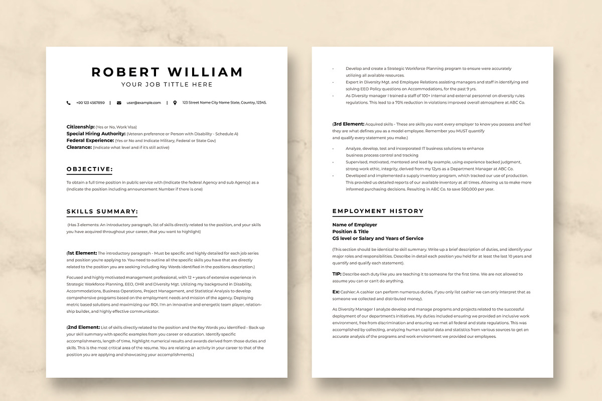 USAJob Resume Template, a Resume Template by ResumeInventor (Photo 3 of 9)