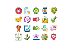 Confirmation check mark icons, an Object Illustration by pikepicture