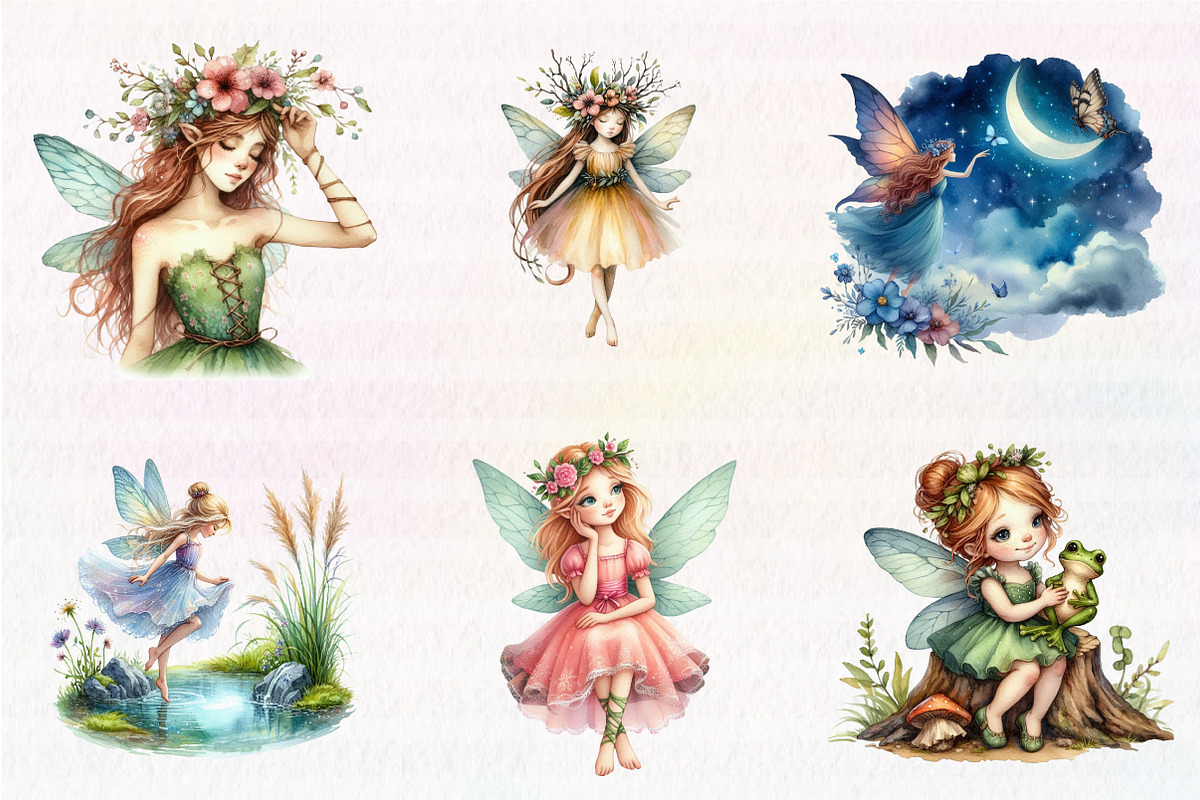 Watercolor Fairy Clipart, an Illustration by CreationArt (Photo 5 of 5)
