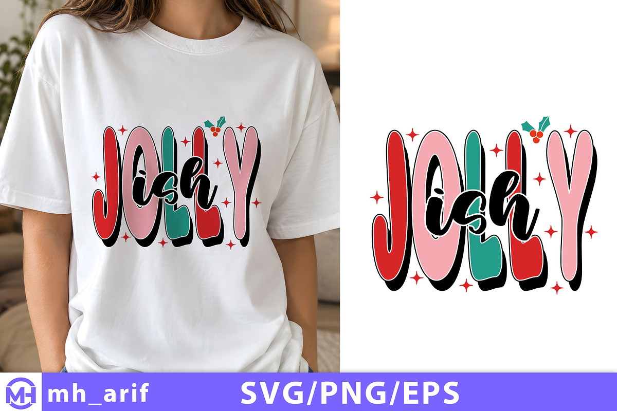 Retro Jolly Ish Christmas Shirt, a Seasonal Illustration by mh_arif (Photo 1 of 4)