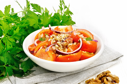 Salad with tomato and walnut, a Food & Drink Photo by rezkrr
