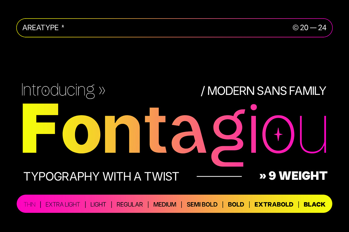 Fontagiou | SALE 60% Off, a Sans Serif Font by Areatype (Photo 1 of 11)