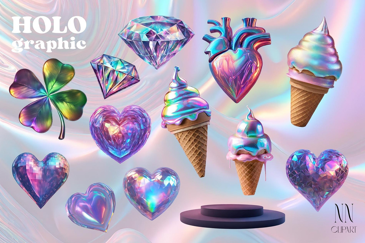 Holographic Iridescence shapes, an Object Graphic by NNclipart (Photo 4 of 10)