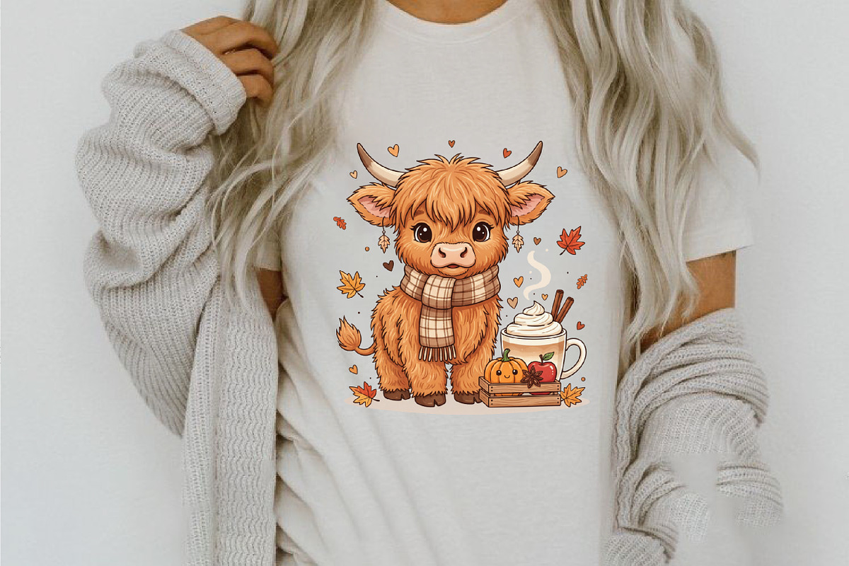 Fall Highland Cow Ghost Halloween, an Illustration by designcity5 (Photo 2 of 8)