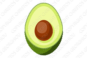 Avocado Half With Seed Healthy Food, a Food Illustration by Christos Georghiou