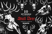 10 Bundle Dark Art Skull Deer Head, an Illustration by Morspective (Thumbnail 1 of 7)