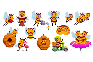 Cartoon honey bee characters, an Animal Illustration by Vector Tradition