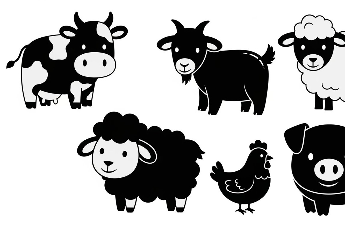 Cute Farm Animal Silhouette Bundle, an Illustration by hafijul (Photo 24 of 51)