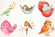 Quirky Whimsical Birds Clipart, an Illustration by Libby Wishes (Thumbnail 2 of 7)