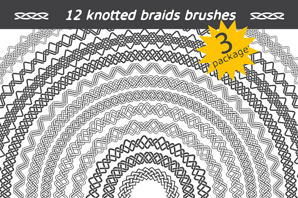 12 Knotted Braids Brushes. Package 3