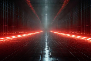 Vivid laser light illuminating a dark tunnel space at night, a Background Photo by OSORIOartist
