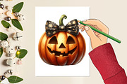 Halloween Spooky Pumpkin Sublimation, a Seasonal Illustration by Craft Nest (Thumbnail 2 of 5)