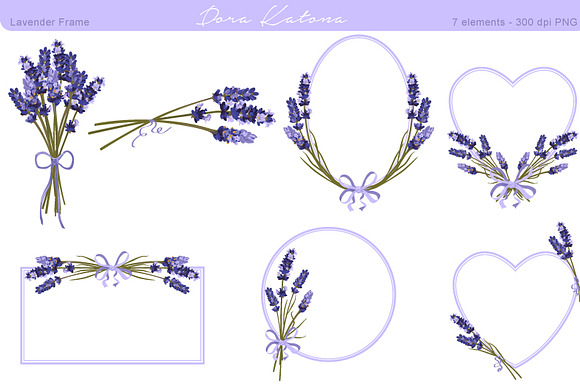 Lavender Flower Frame and Clipart preview 2