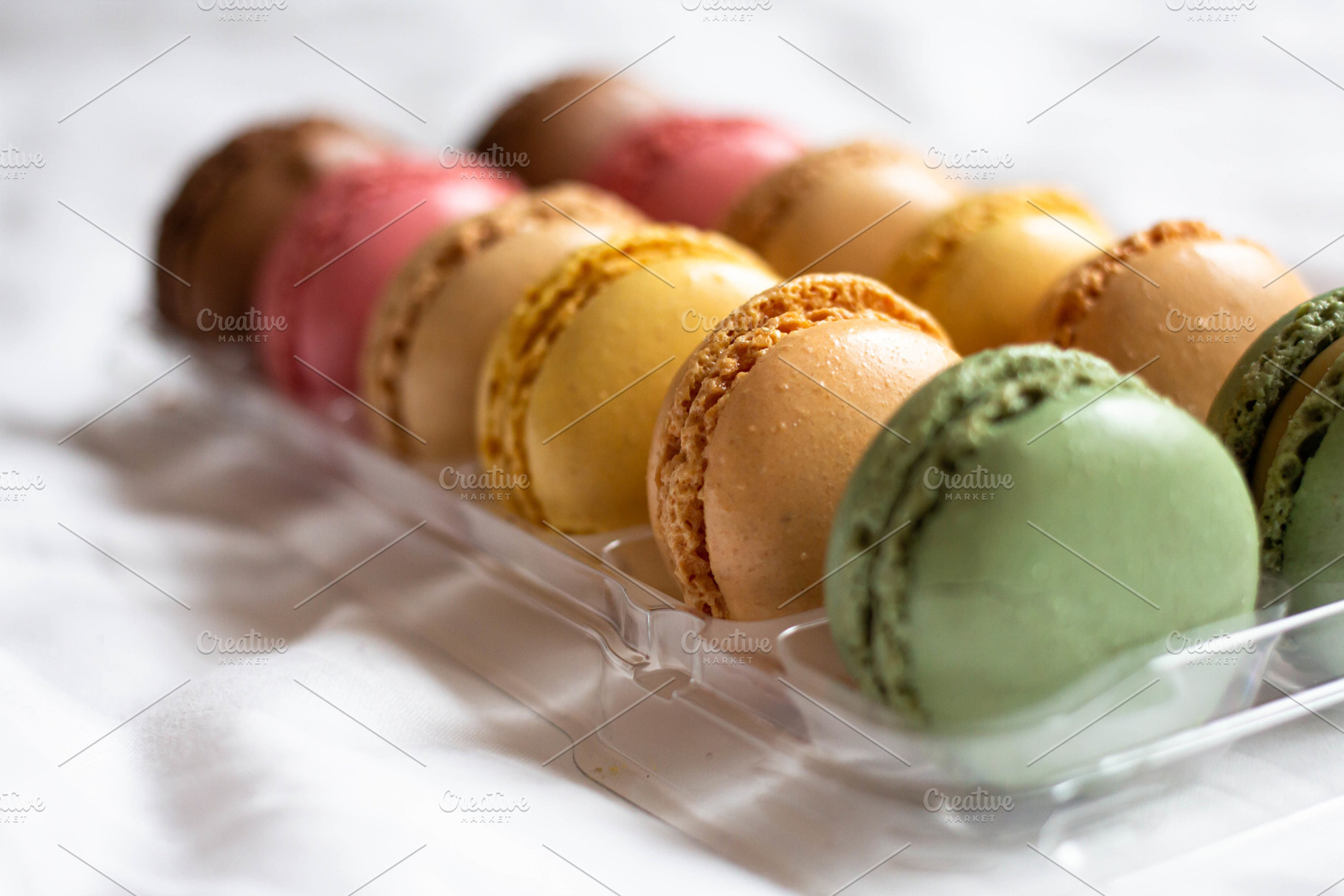 french desert. fruit macaroons set, a Food & Drink Photo by Arymer