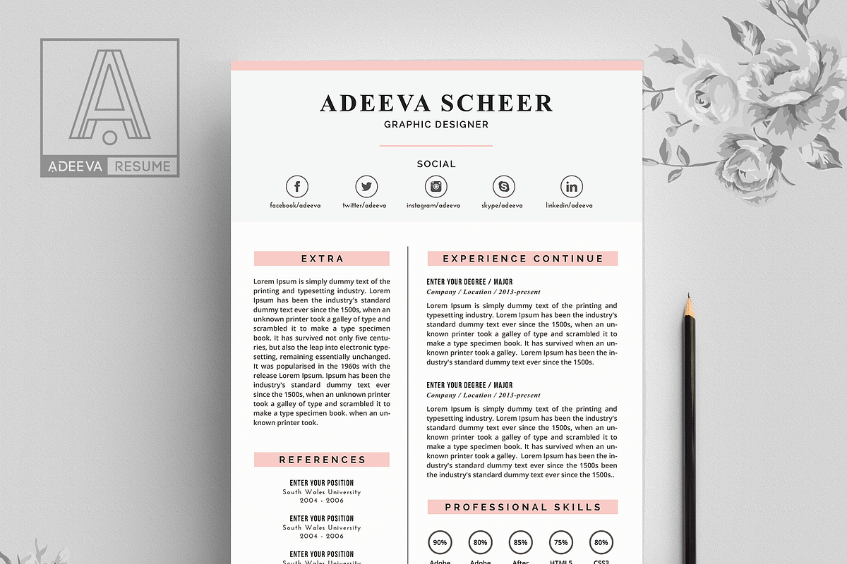 Simple Resume Template Scheer, a Resume Template by AdeevaResume (Photo 3 of 4)