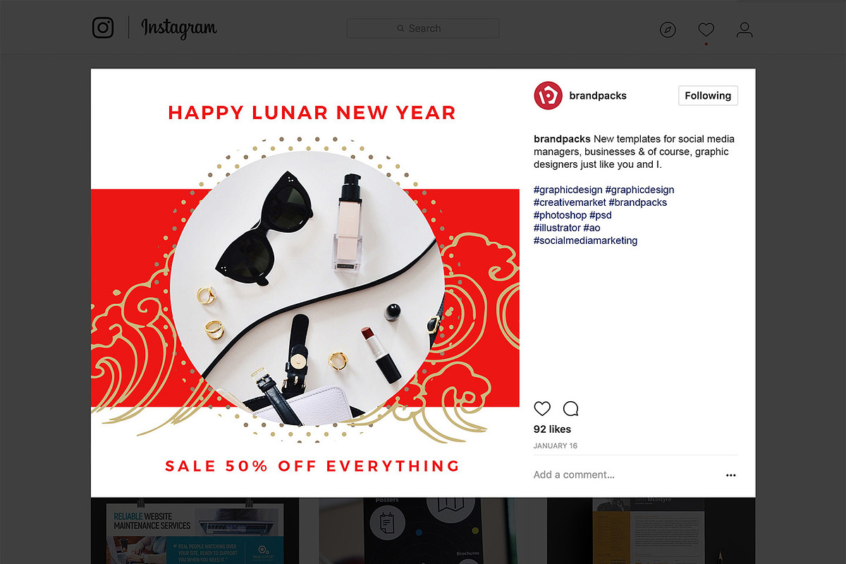 Chinese New Year Instagram Templates, a Social Media Template by BrandPacks (Photo 12 of 16)