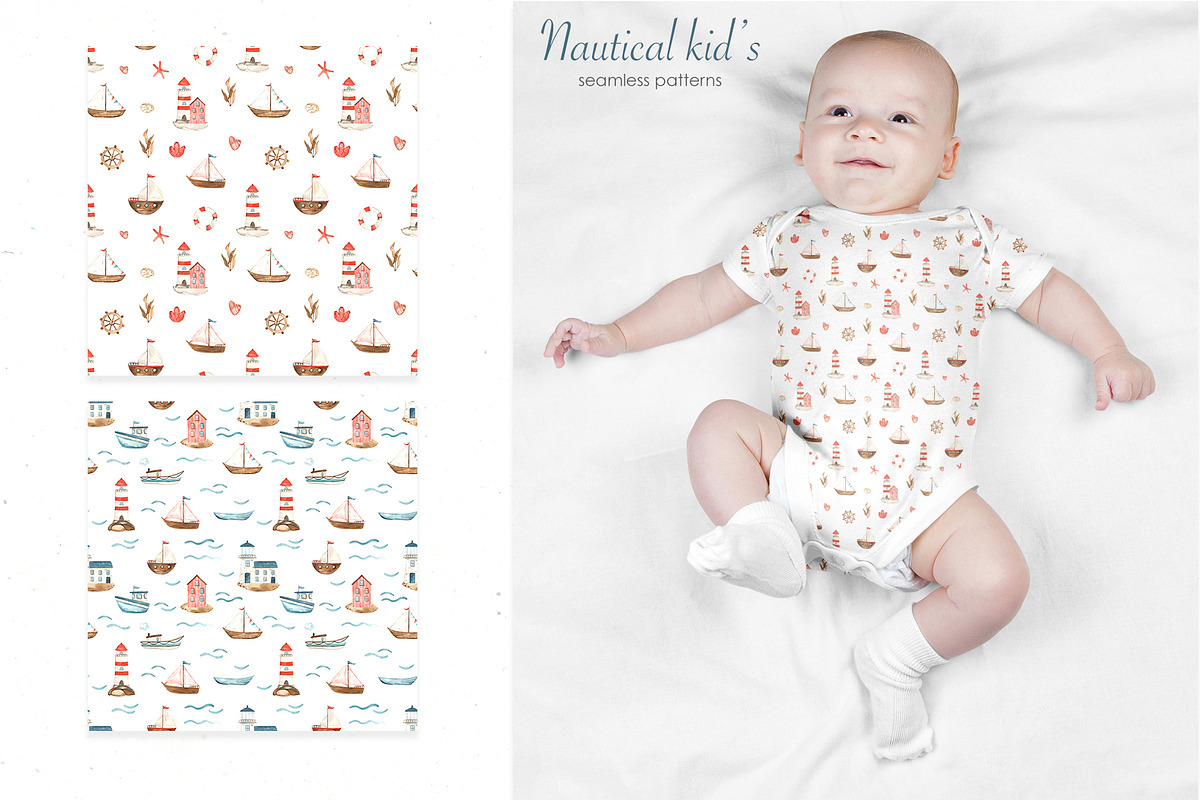 Nautical kids watercolor, a Transportation Illustration by Marina Ermakova (Photo 11 of 12)