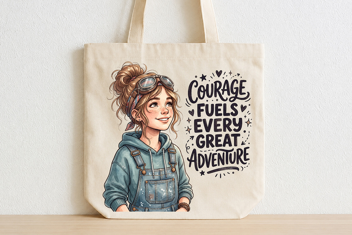 Courage Fuels Adventure Aviator Girl, a Seasonal Illustration by CraftArtStudio (Photo 2 of 4)