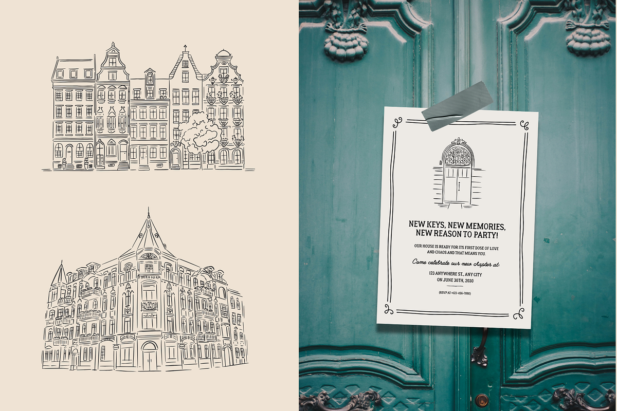 Vintage Houses Procreate Stamps, a Brush Add-On by Veronika Gotovceva (Photo 6 of 10)