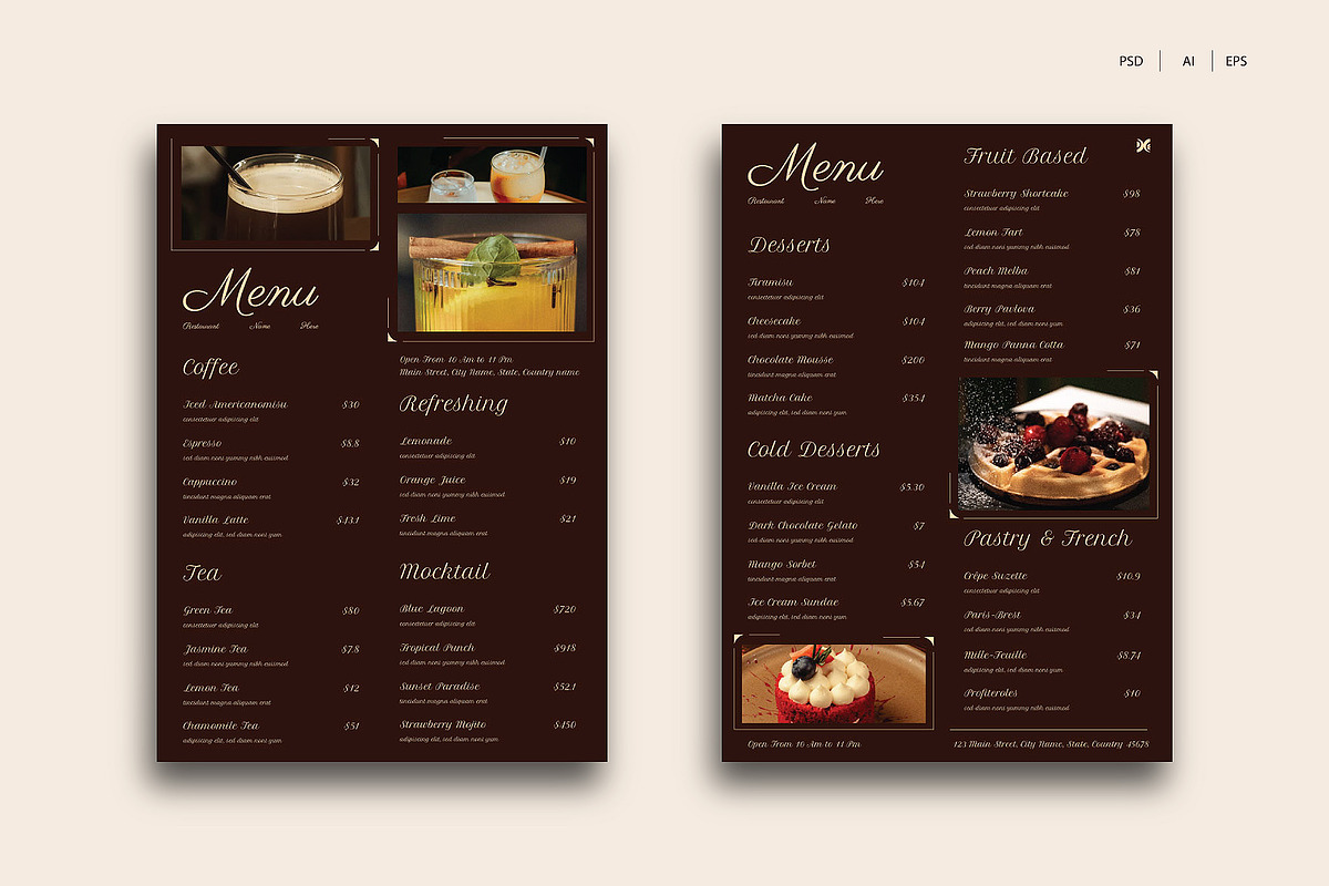 Brown Menu Restaurant Template, a Flyer Template by Siska Arista (Photo 3 of 3)