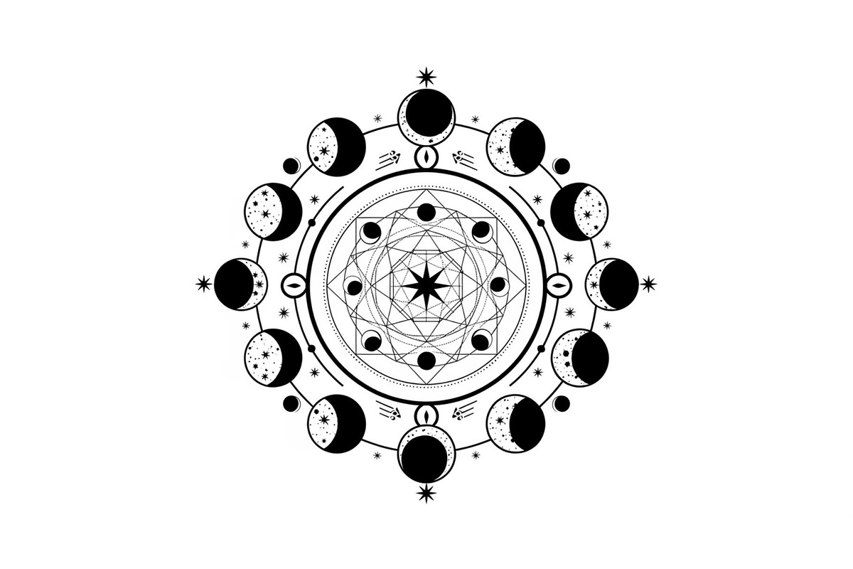 Moon Phase Mandala SVG Bundle, an Illustration by yasushie (Photo 4 of 31)