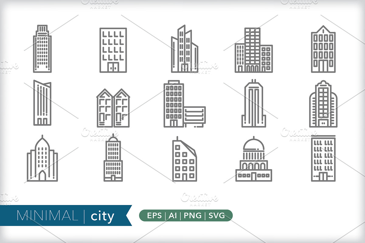 Buildings 4-pack icon bundle, an Outline Icon by Picture Window (Photo 3 of 6)