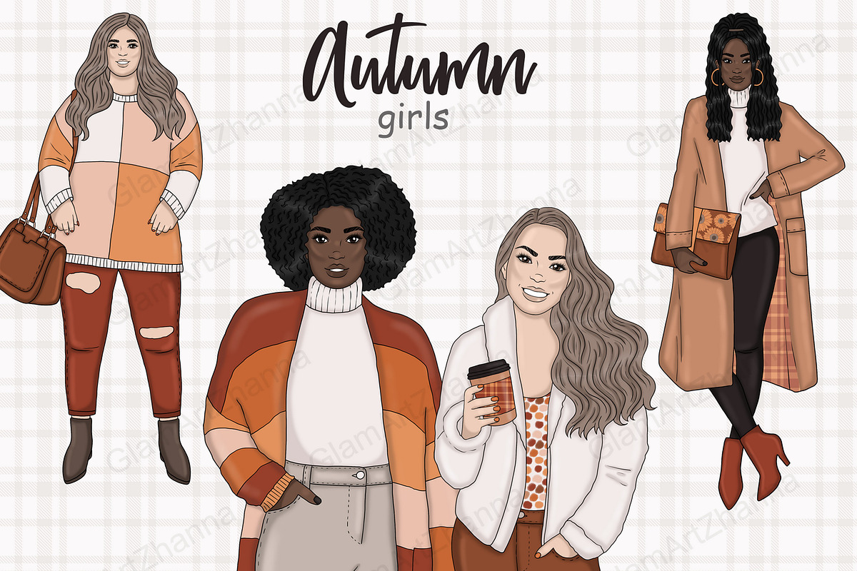 Autumn Girls Clipart, a Person Illustration by GlamArtZhanna (Photo 1 of 5)
