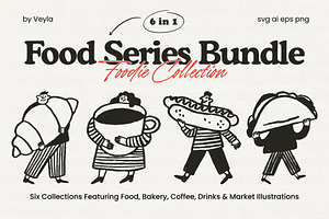 FOOD BUNDLE Vol.3: All 6 in 1, a Food Illustration by Veyla