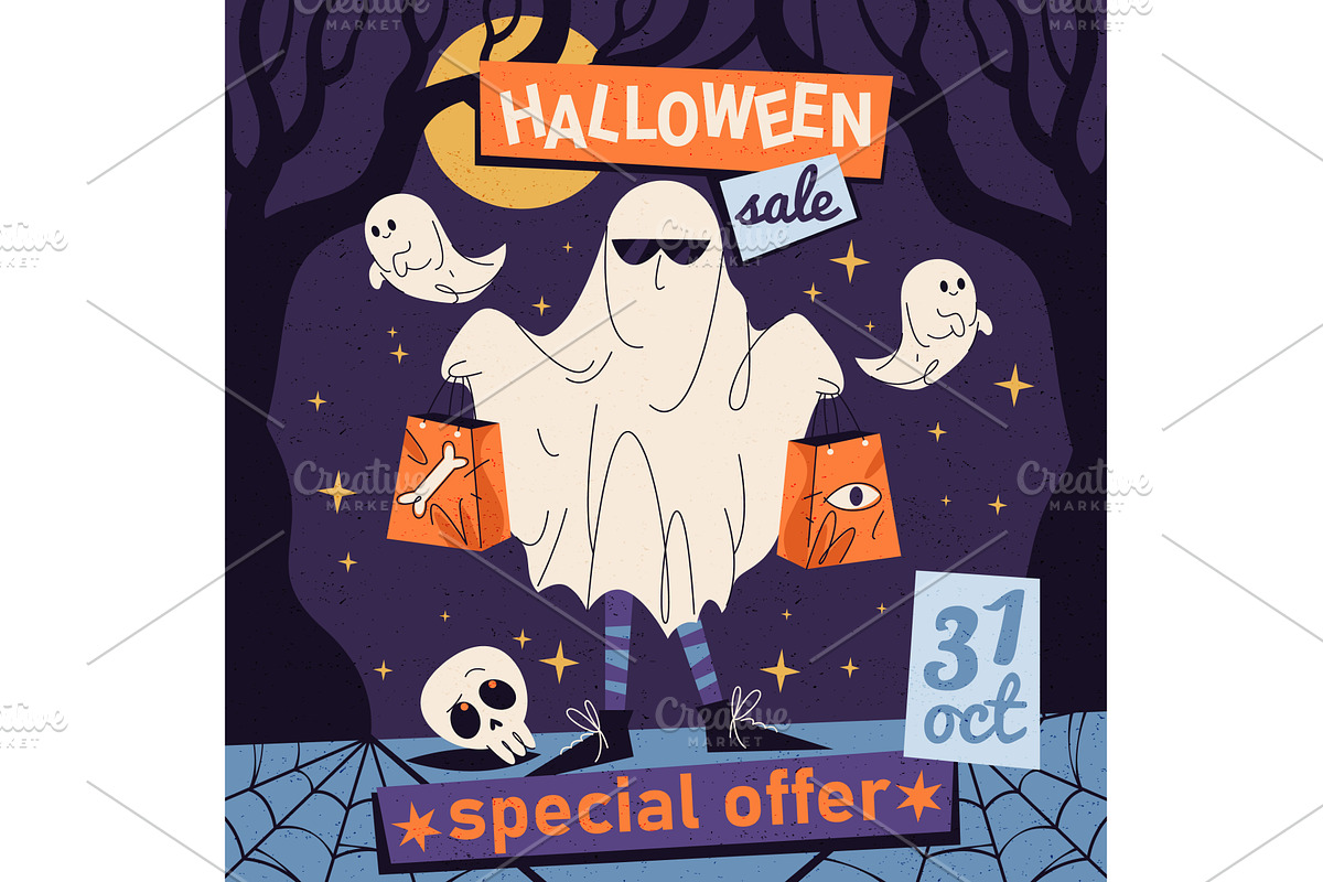 Halloween promo banners. Vector, a Texture Illustration by Elegant Solution