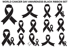 Cancer Awareness Black Ribbon Icon, a Healthcare Illustration by Designer_Momina
