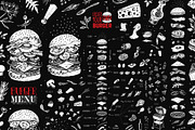 Burger menu. Hand-drawn. Chalk style, a Decorative Illustration by Margo Miller (Thumbnail 3 of 15)