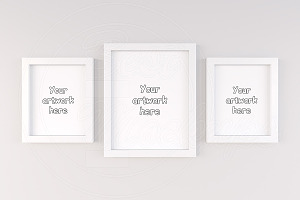 Set of 3 white frame mockup design