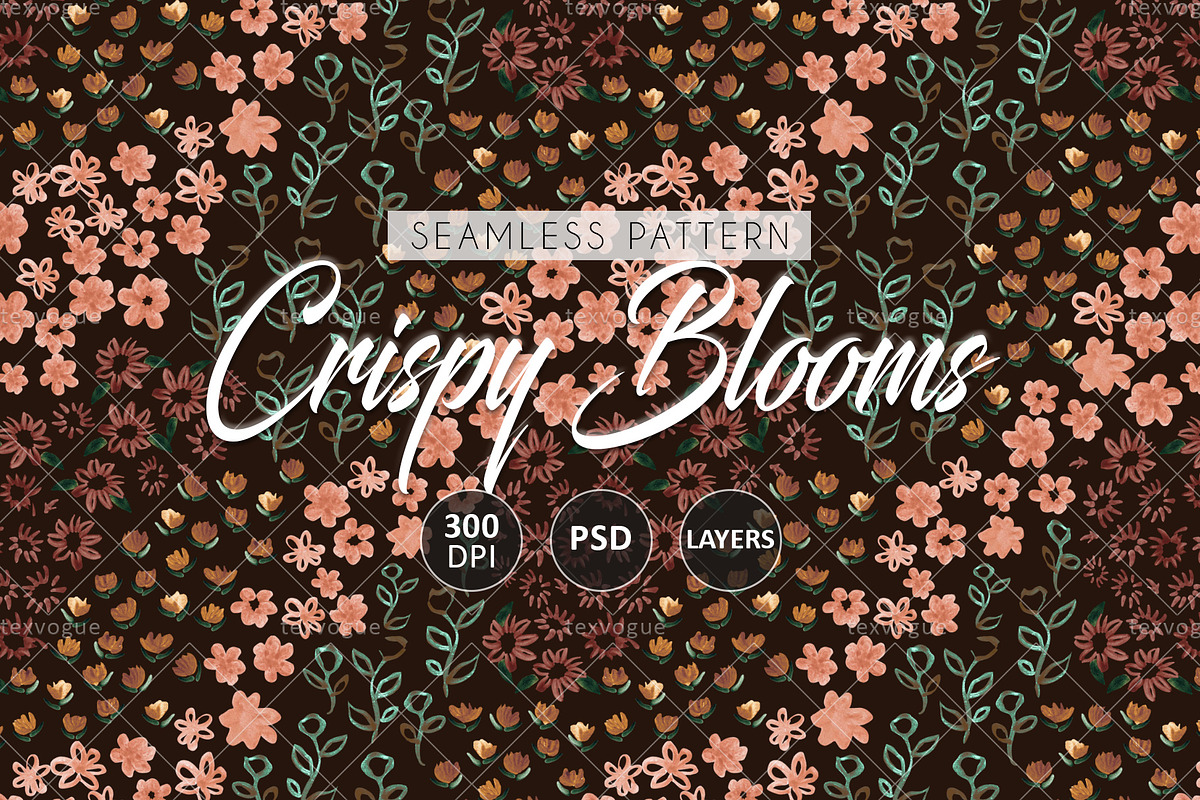 Crispy Blooms - Seamless Patterns, a Pattern Graphic by texvogue (Photo 1 of 9)