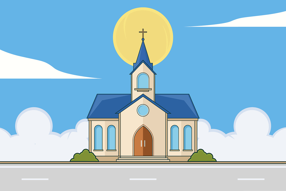 church building landscaped vector, a Decorative Illustration by zyxroun shop (Photo 1 of 3)
