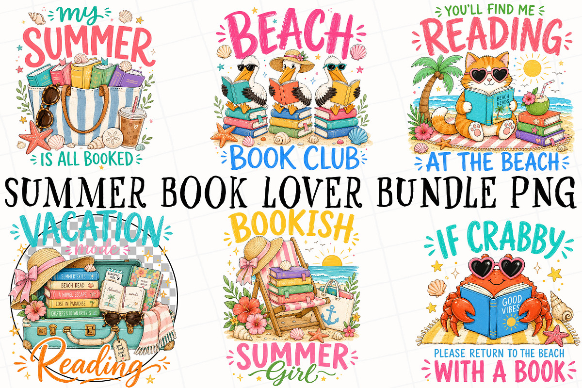Summer Book Lover Bundle PNG, a Seasonal Illustration by OK Design (Photo 2 of 6)
