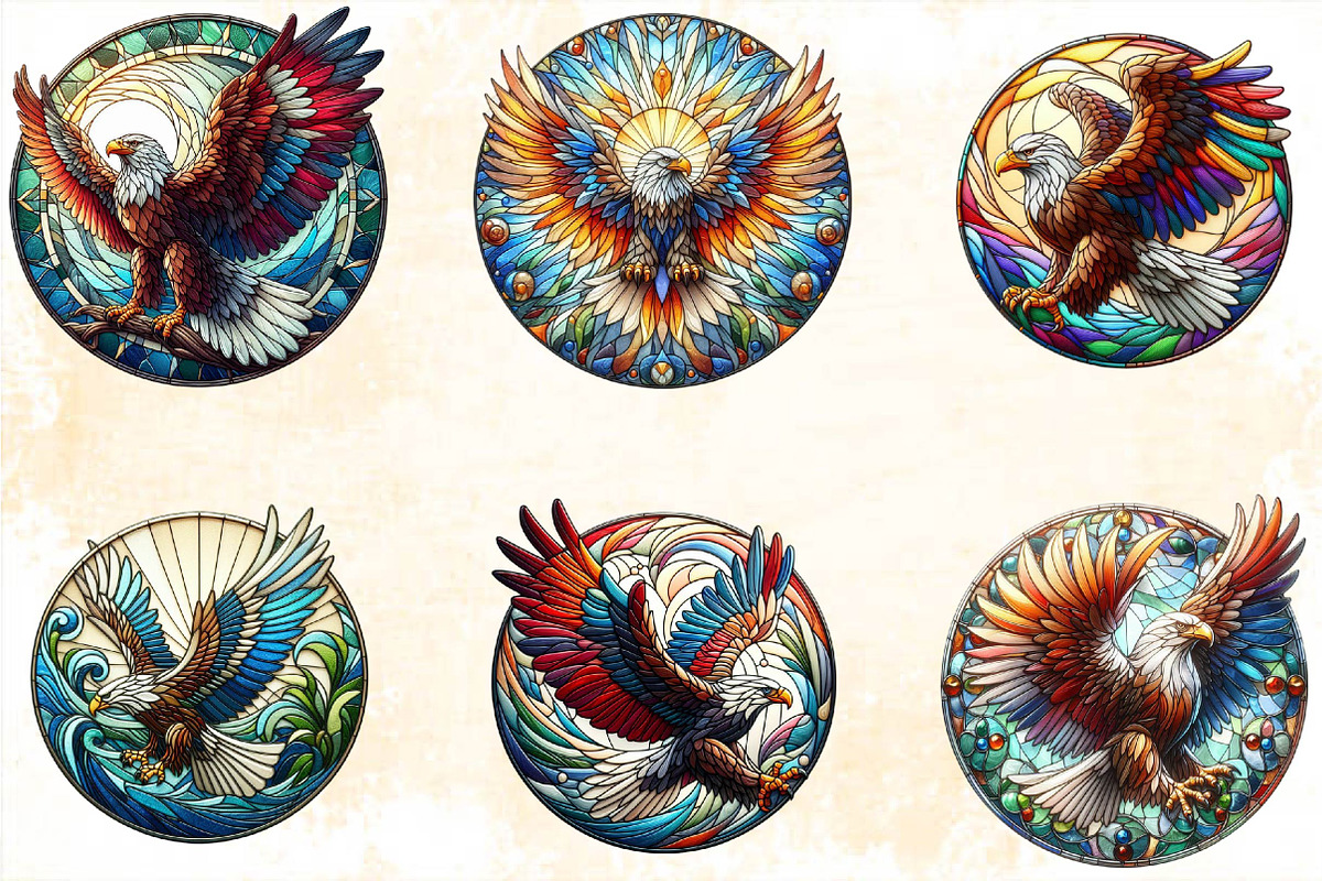 Stained Glass Eagle Clipart Bundle, an Illustration by SVGArt (Photo 4 of 7)
