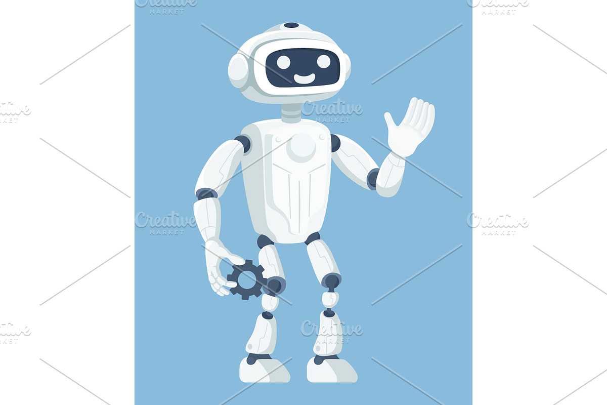 Friendly cartoon robot character, a Technology Illustration by Yayasya