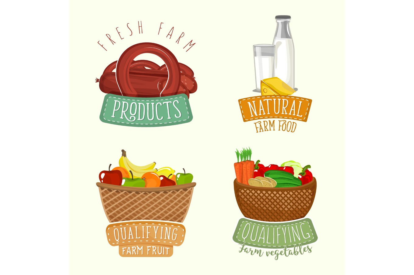 Set of logos design with farm organic products. Vector illustration., a ...