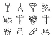 Interior Design Studio Icon Set, an Outline Icon by adenpinkstore (Thumbnail 2 of 12)