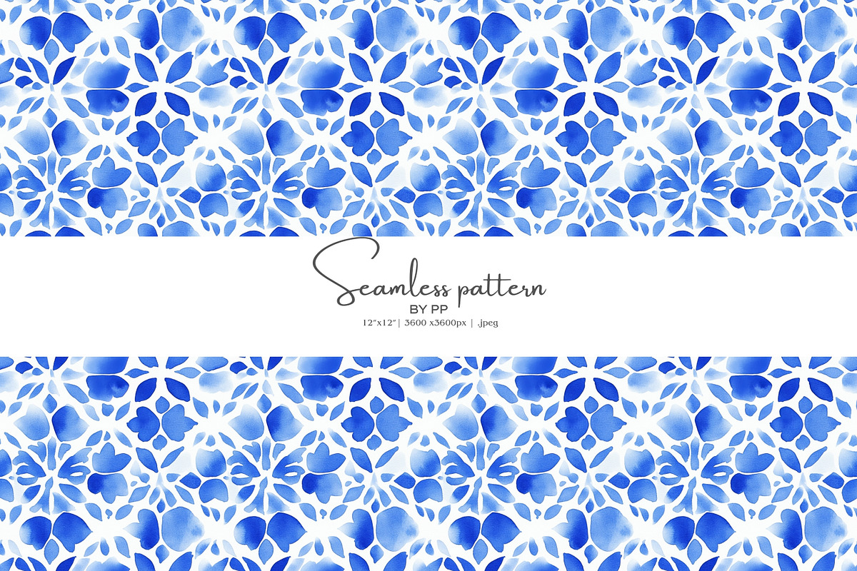 blue tile seamless pattern, a Pattern Graphic by Pink Studio Art (Photo 1 of 5)